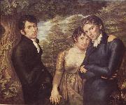 Gruppenportrat von Philipp Otto Runge mit Selbstdarstellung des Kunstlers (rechts) zusammen mit seiner Frau Pauline und seinem Bruder Johann Daniel Ru Philipp Otto Runge